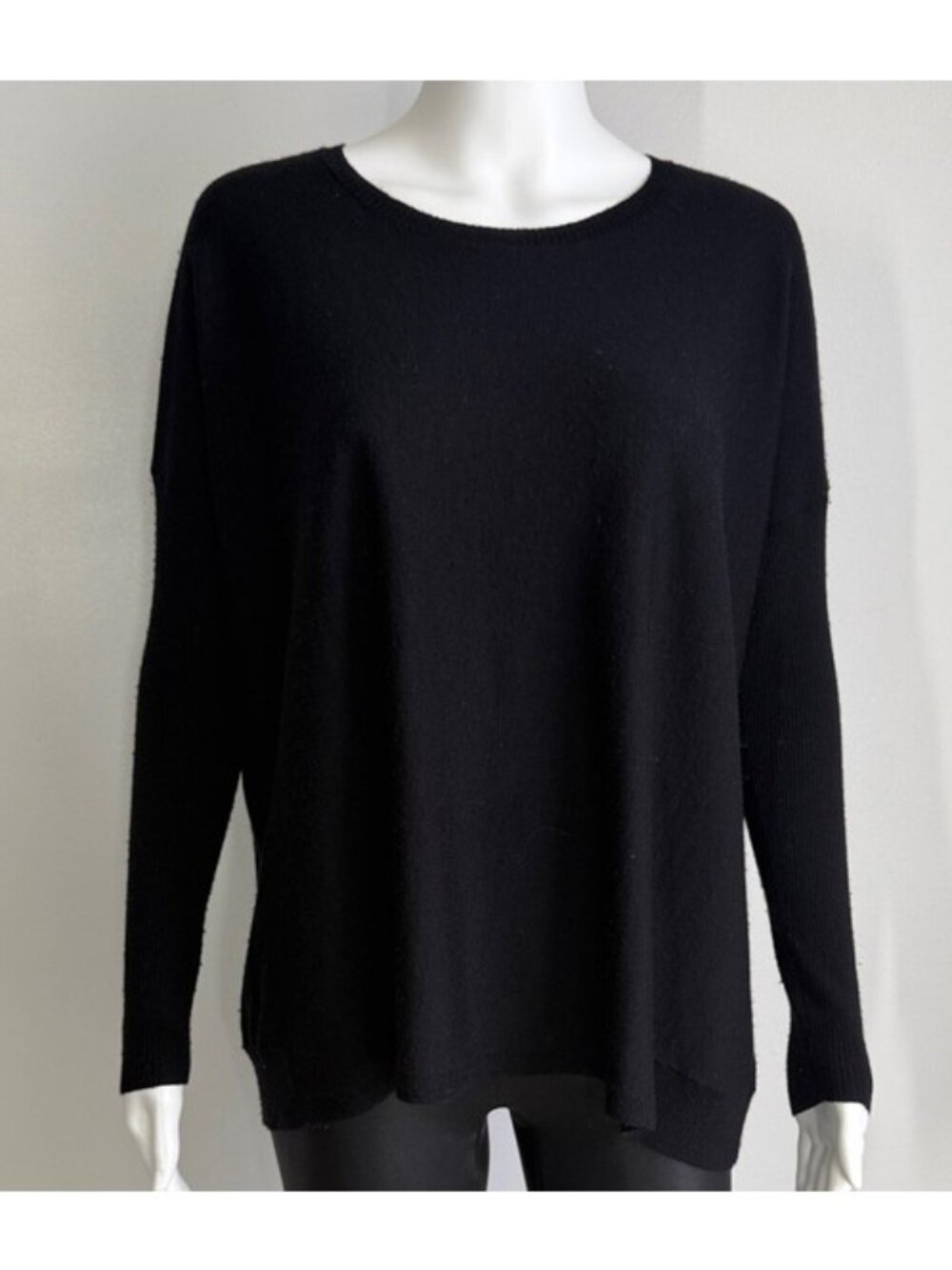 Eileen Fisher Merino Wool Tunic Sweater in Black – Size S